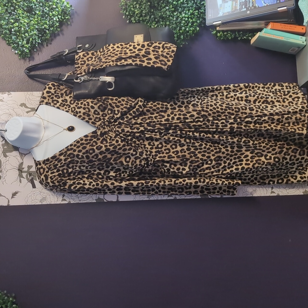 MK Cheetah Print Gathered Dress